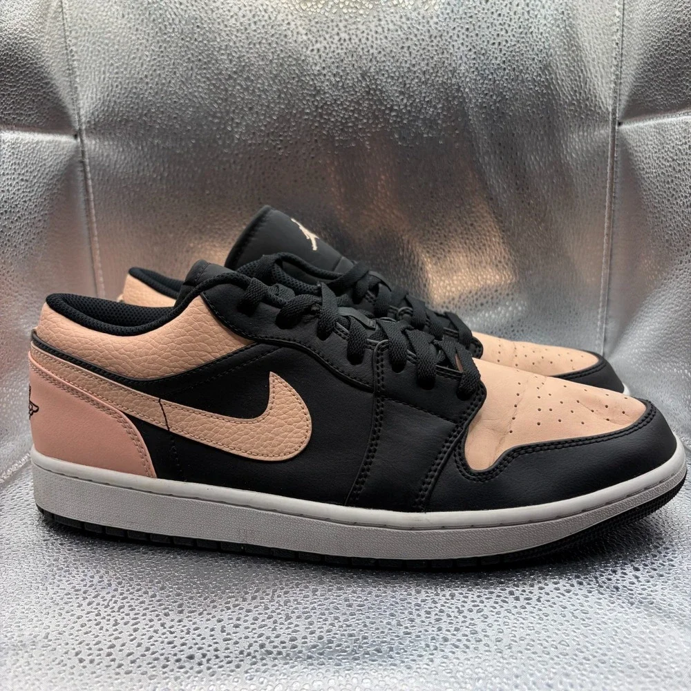 Size 12 Nike Air Jordan 1 Low Crimson Tint Black Mens Athletic Shoes 553558-034